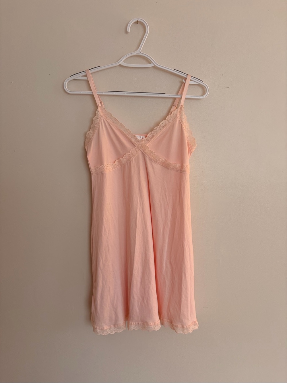 Delicate Lace-Trim Slip Dress in Blush Peach